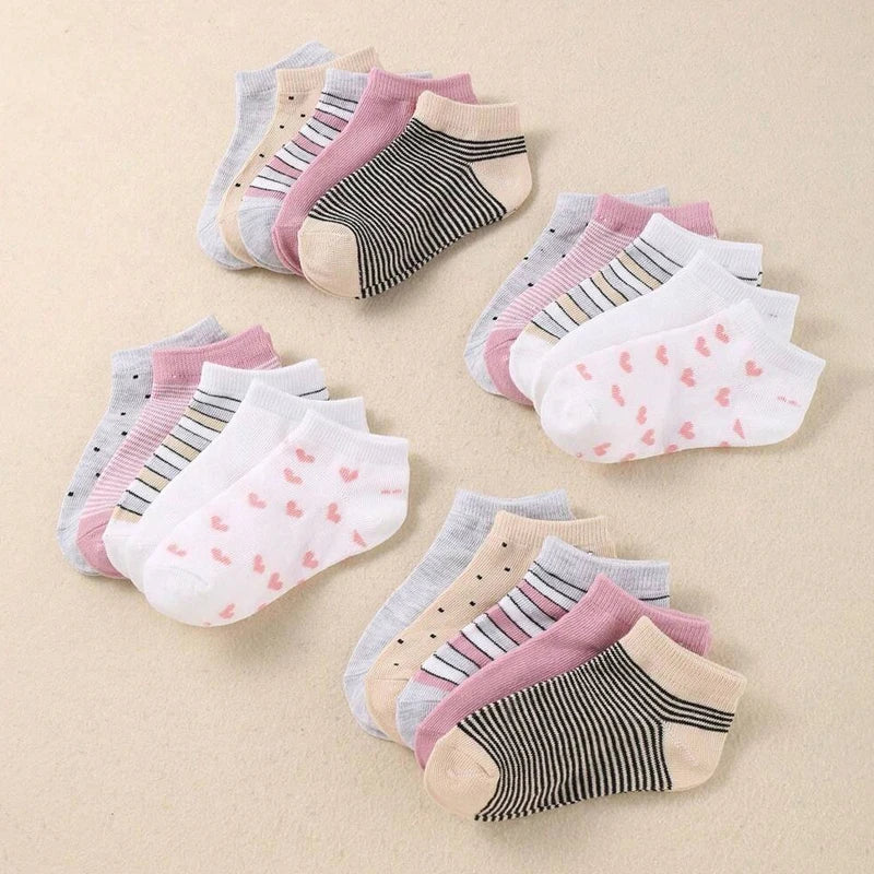 Lot de 10 paires de chaussettes adorables pour enfants – Confort doux, respirant, filles & garçons (3 à 12 ans)
