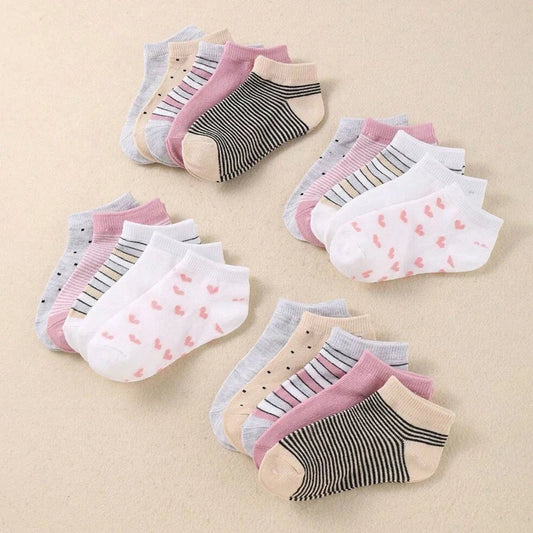 Lot de 10 paires de chaussettes adorables pour enfants – Confort doux, respirant, filles & garçons (3 à 12 ans)