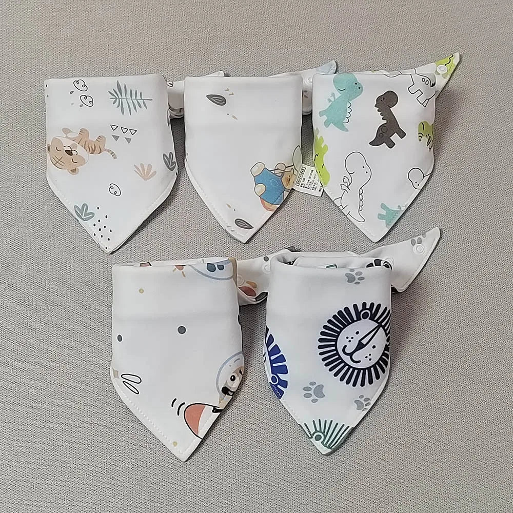 Lot de 5 Bavoirs Bandana en Coton pour Bébé – Bavoirs Absorbants et Doux