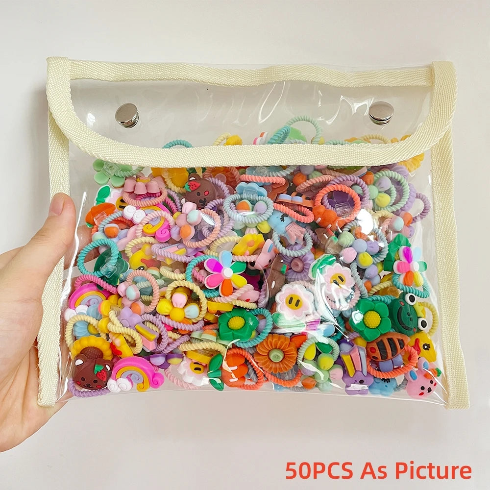 Lot d’Élastiques à Cheveux Enfants – Accessoires Cartoon Colorés
