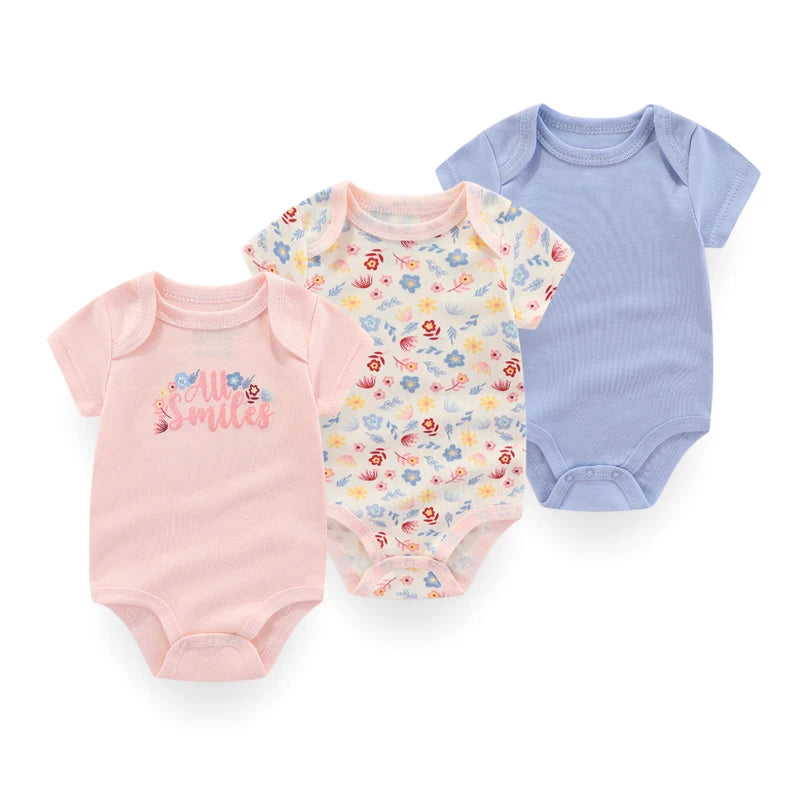Ensemble 3 bodys bébé unisexe en coton – Confort doux pour nouveau-né