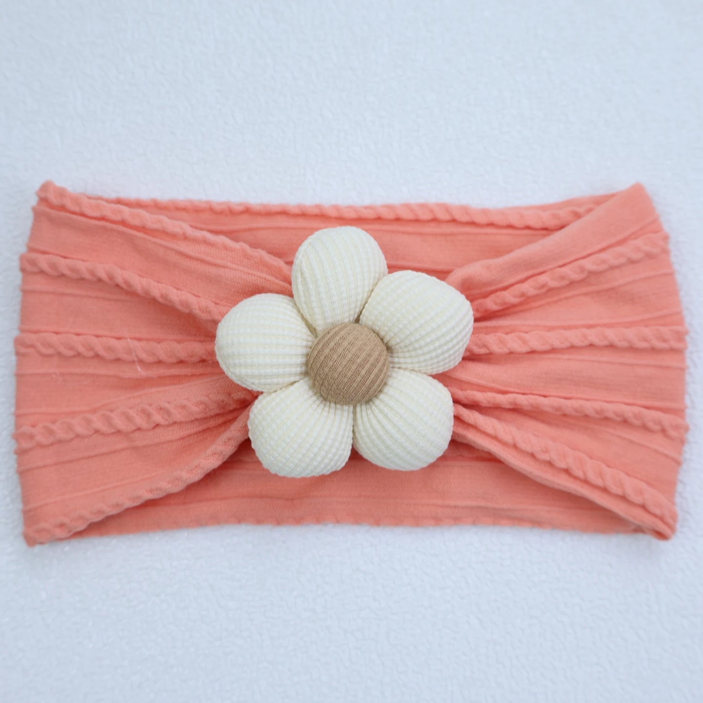 Bandeau Bébé Fille en Nylon Doux avec Fleur – Accessoire Nouveau-né