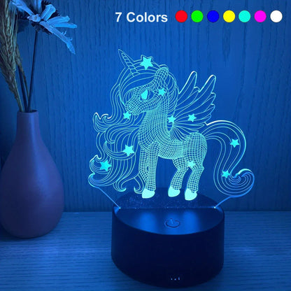 Veilleuse 3D Licorne – 16 couleurs – Tactile & télécommande – Ambiance chambre enfant