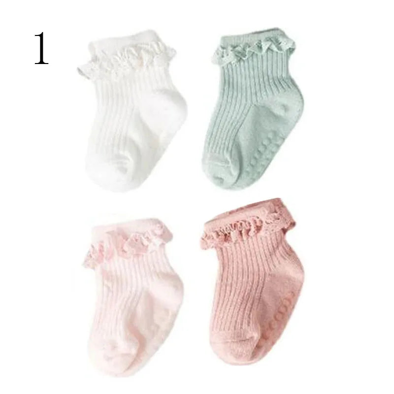 Lot de 4 Chaussettes Bébé Antidérapantes – Douces & Chaudes