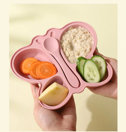 Pack Repas Bébé Zéro Dégât – Assiette Silicone Antidérapante + Bavoir | Spécial Parents
