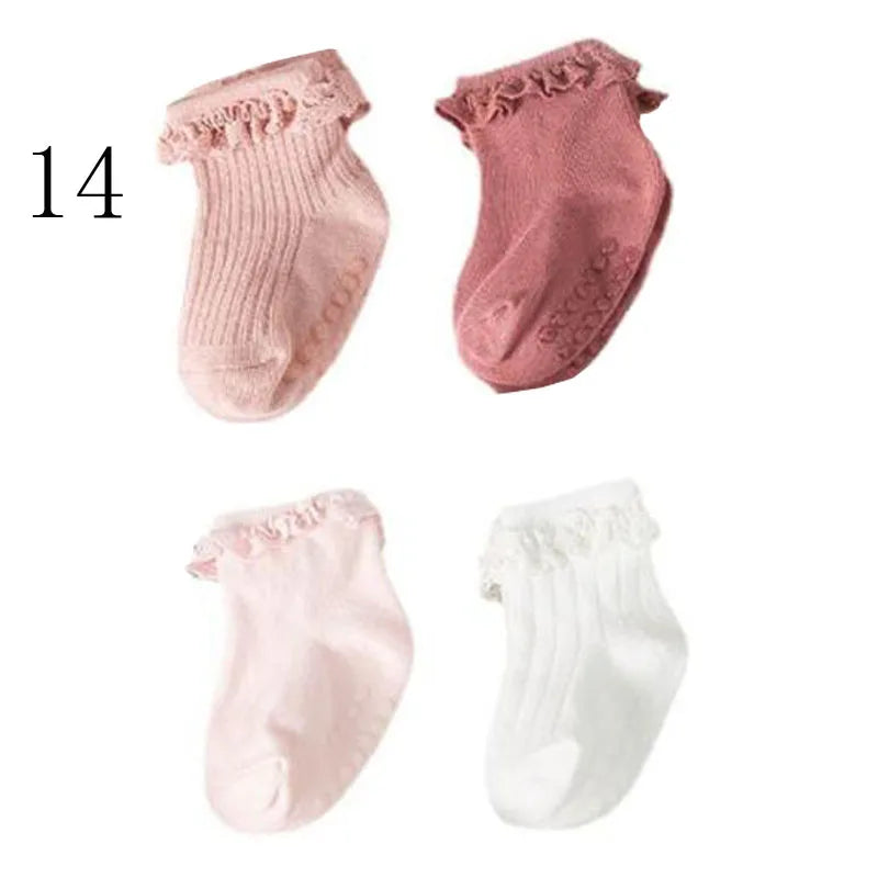 Lot de 4 Chaussettes Bébé Antidérapantes – Douces & Chaudes