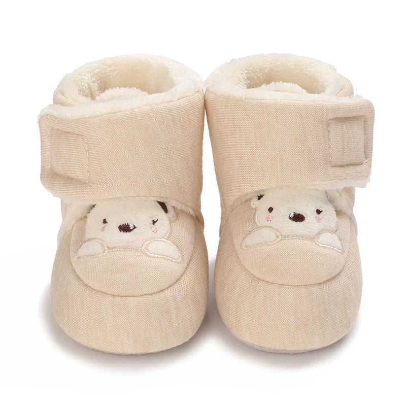 Chaussons Bébé Ourson en Coton Doux – Semelle Souple & Intérieur Moelleux