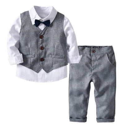 Ensemble de vêtements formels rayés pour garçons, blazers, pantalons en émail pour bébé, olympiques de mariage pour enfants, olympiques de fête