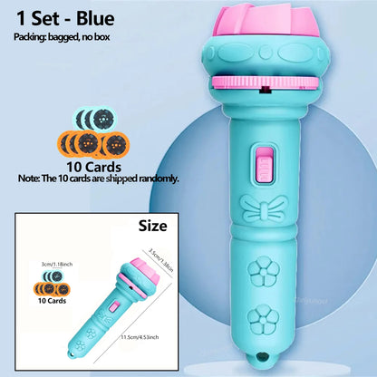 Lampe de poche projecteur pour enfants – Dessins animés (10 cartes, 80 images)
