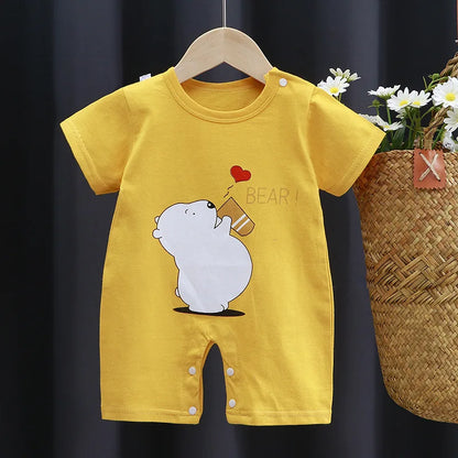 Barboteuse d'été pour bébés filles, vêtements en coton à manches courtes, combinaison pour nouveau-né garçon, body pour nouveau-nés