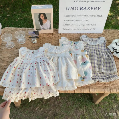 Robe Princesse Fleurie Bébé – Ensemble 2 Pièces Été