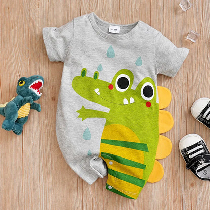 Combinaison Bébé Crocodile Mignon – Body Été en Coton Respirant