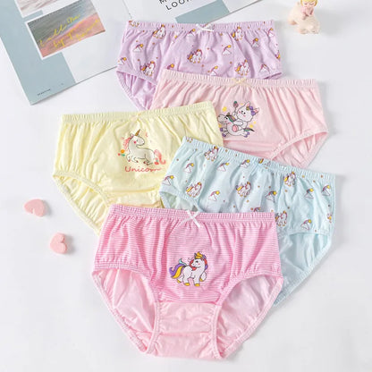 5 pièces/ensemble sous-vêtements pour fille coton mignon motif licorne petites filles culottes respirant confort enfants Hipster slips