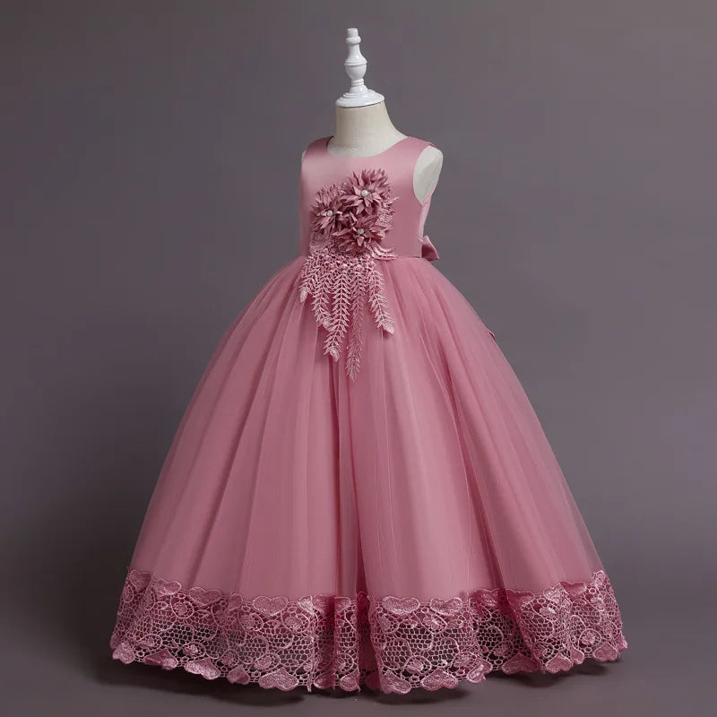 Robe de Princesse en Tulle & Dentelle – Cérémonie & Fête pour Fille (7–13 ans)