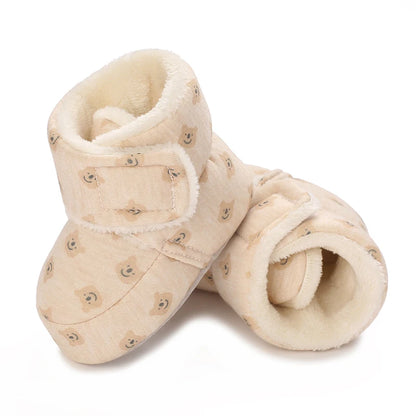 Chaussons Bébé Ourson en Coton Doux – Semelle Souple & Intérieur Moelleux