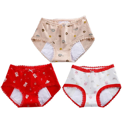 Slips courts en coton pour filles, pantalons physiologiques anti-fuite en dentelle, pour adolescents de 3 à 18 ans, nouvelle collection 2024