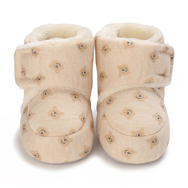 Chaussons Bébé Ourson en Coton Doux – Semelle Souple & Intérieur Moelleux