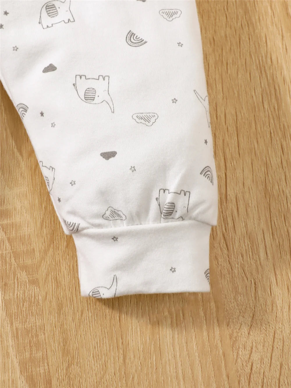 Ensemble Naissance 3 Pièces Unisexe – Coton Peigné, Haut + Pantalon + Bonnet (0–12 mois) – Motif Éléphant