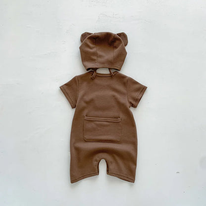 Ensemble Bébé Petit Ourson – Combinaison d’Été Premium en Coton Gaufré