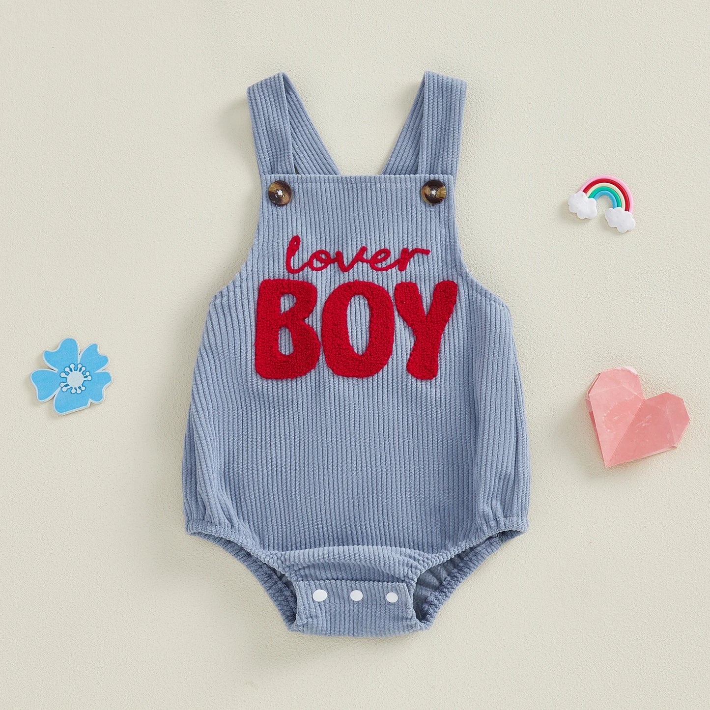 Barboteuse Bébé Garçon Saint-Valentin – “Love Boy” Sans Manches