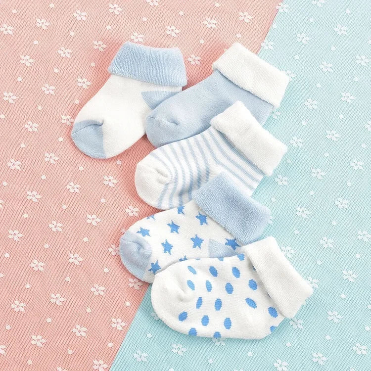 Lot de 5 paires chaussettes bébé – Chaudes & épaisses – Motifs cartoon (automne/hiver)
