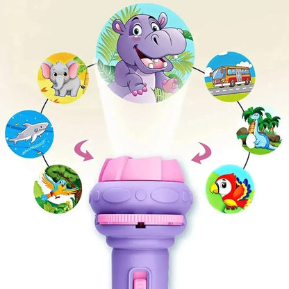 Lampe de poche projecteur pour enfants – Dessins animés (10 cartes, 80 images)