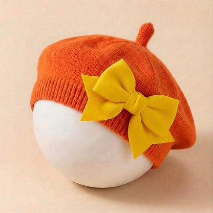 Béret bébé avec grand nœud – Chapeau élégant pour nouveau-né et petite fille