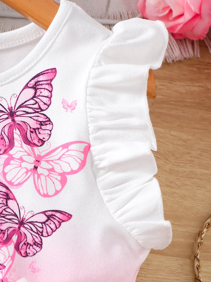 Robe Princesse Papillons Rose – Robe Élégante Printemps & Été pour Fille