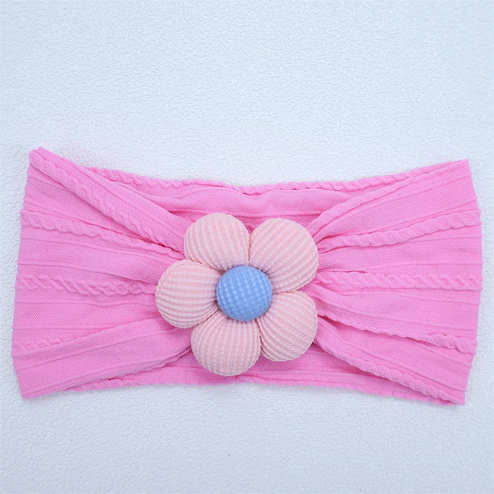 Bandeau Bébé Fille en Nylon Doux avec Fleur – Accessoire Nouveau-né