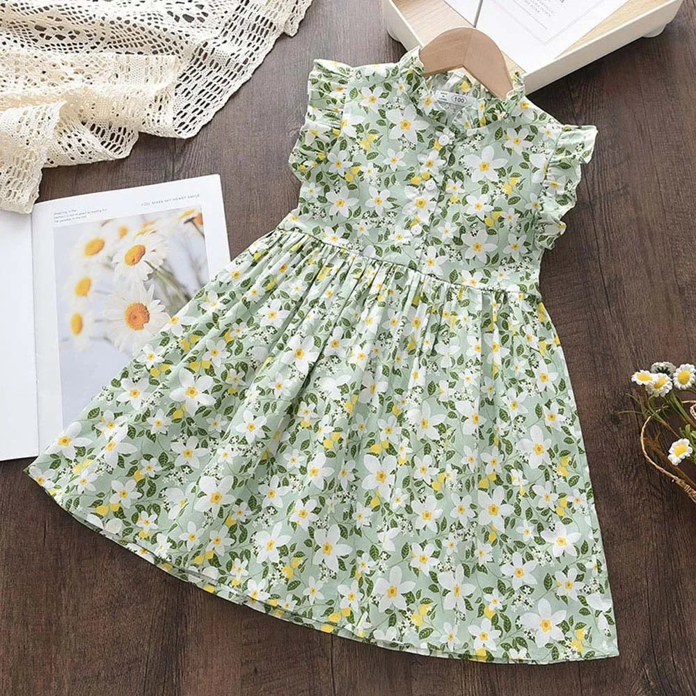Bear Leader-Robe d'été décontractée pour fille, costume floral imprimé floral, tenue de princesse, pour fête d'anniversaire, pour enfants de 2 à 6 ans, nouvelle collection 2022
