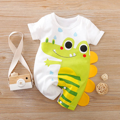 Combinaison Bébé Crocodile Mignon – Body Été en Coton Respirant