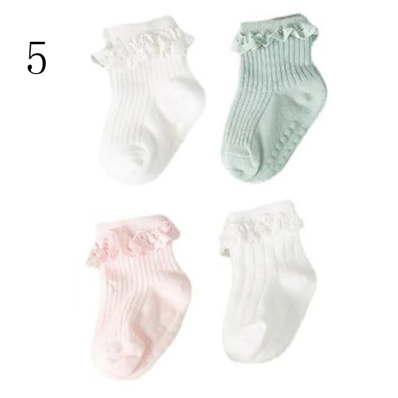 Lot de 4 Chaussettes Bébé Antidérapantes – Douces & Chaudes