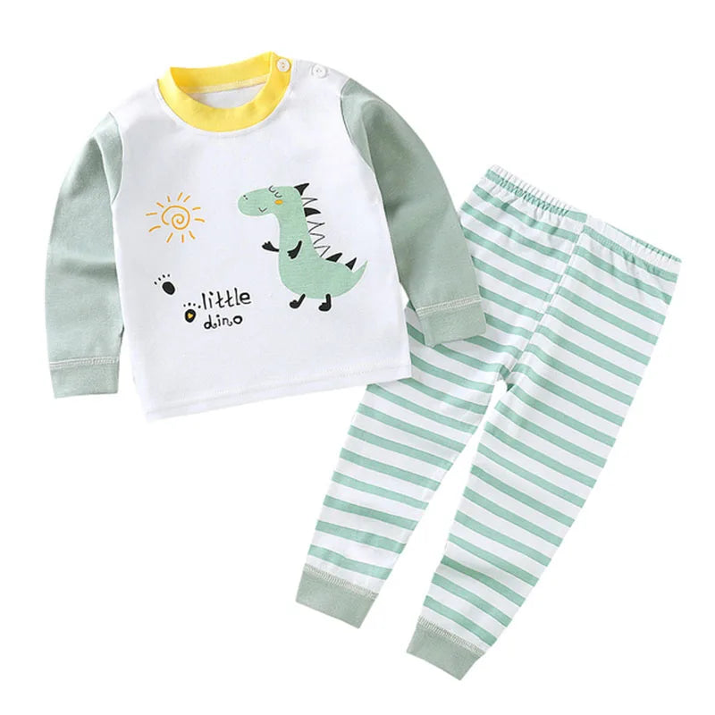 Pyjama Enfant Coton 2 Pièces – Haut Manches Longues + Pantalon (Unisexe, 4–6 ans)