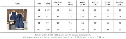 Ensemble Fille 2 Pièces Bleu – Haut Sans Manches & Pantalon Large (4–6 ans)