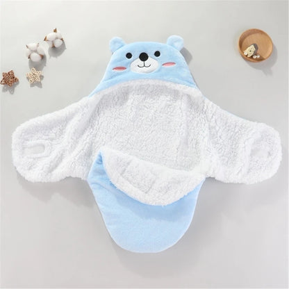 Couverture d’Emmaillotage Bébé Hiver – Flanelle Chaude avec Capuche