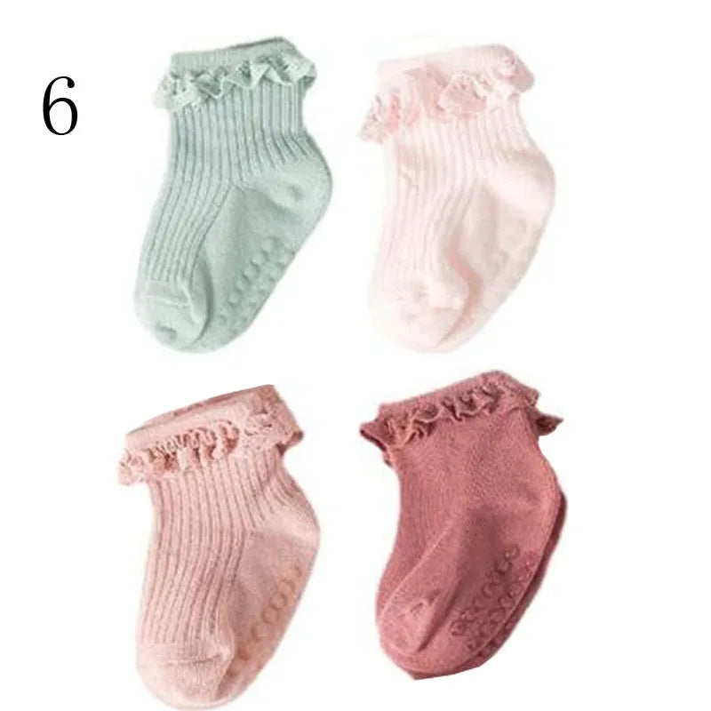 Lot de 4 Chaussettes Bébé Antidérapantes – Douces & Chaudes
