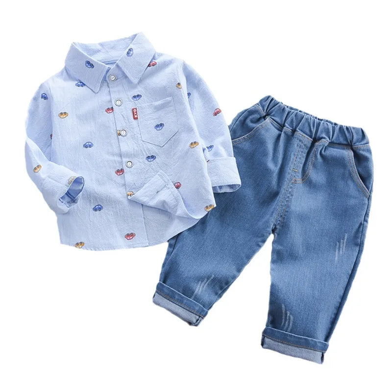 Ensemble Enfant Chic 2 Pièces – Chemise à Col + Pantalon (Unisexe, 4–6 ans)