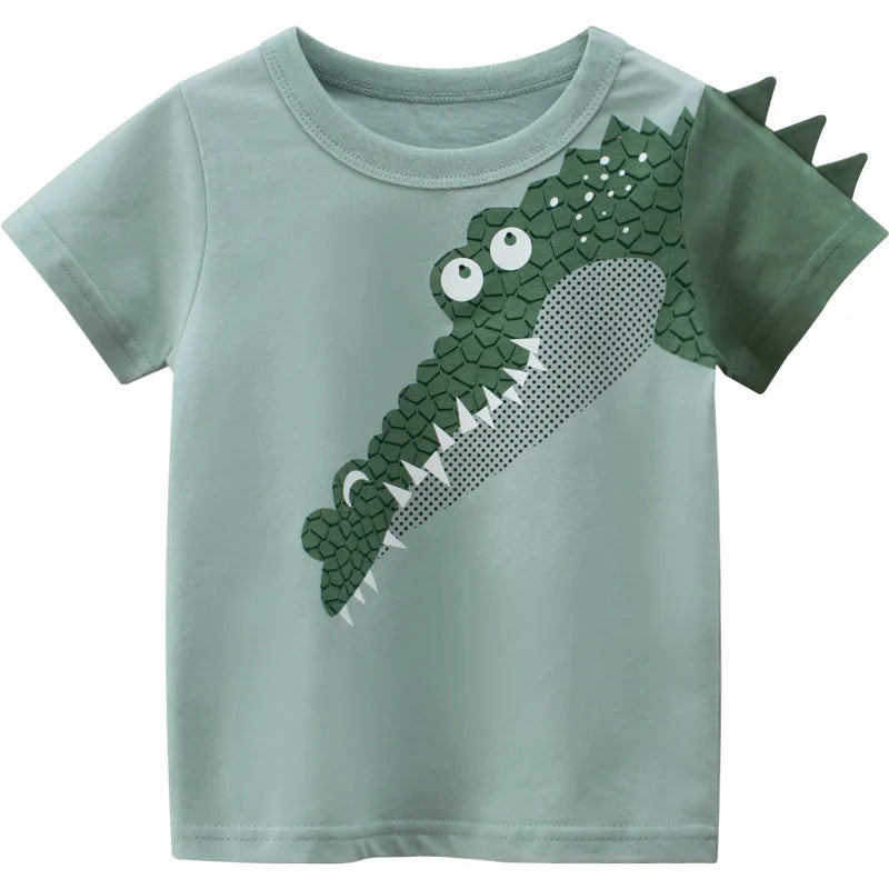 OLEKID 2025 Summer Children Boys Clothing Printed Cartoon Boys T-Shirts 2-8 Years Kids Baby Boy Tops Short Sleeve Toddler Tees