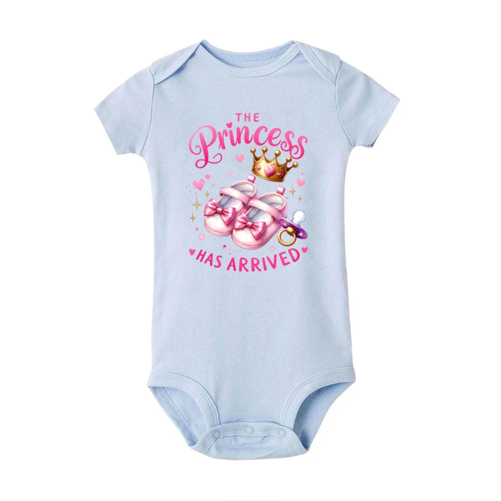 Barboteuse bébé fille “La princesse est arrivée” – Manches courtes – 0 à 24 mois