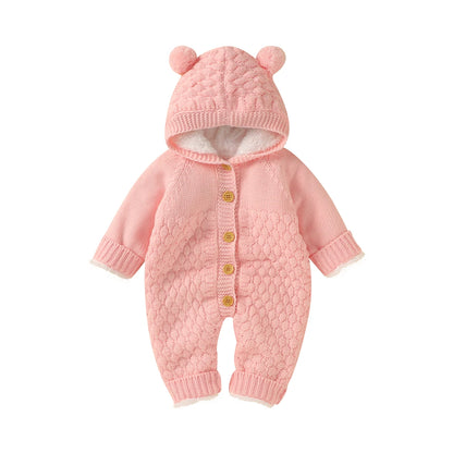 Barboteuse d'oreille 3D à manches longues pour bébés filles, combinaisons de batterie, tenues d'automne, vêtements en coton pour bébés, tenues de printemps, 0-24M