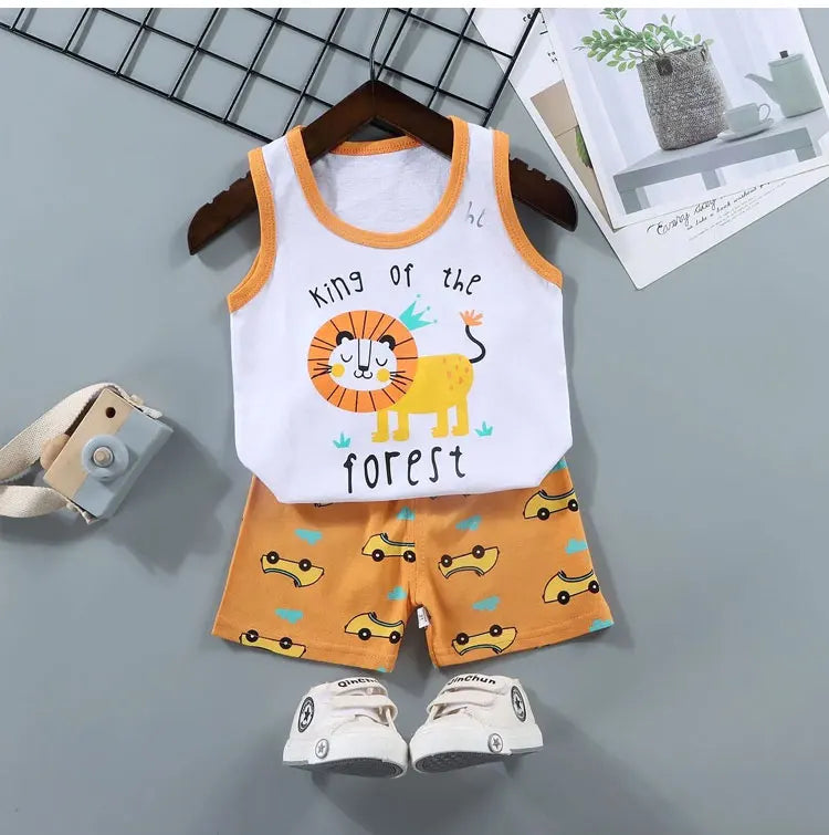 Ensemble d’été 2 pièces pour enfants – Débardeur et short en coton respirant, style décontracté unisexe
