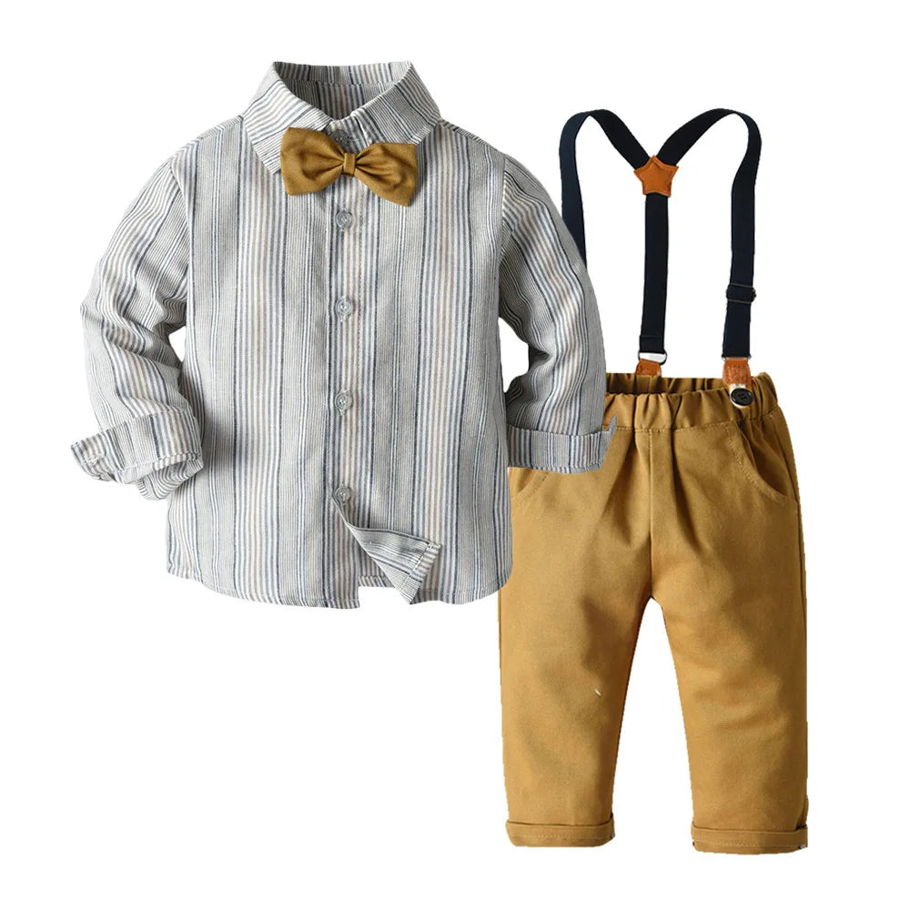 Ensemble de vêtements formels rayés pour garçons, blazers, pantalons en émail pour bébé, olympiques de mariage pour enfants, olympiques de fête