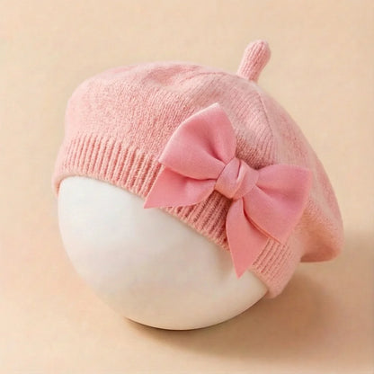 Béret bébé avec grand nœud – Chapeau élégant pour nouveau-né et petite fille