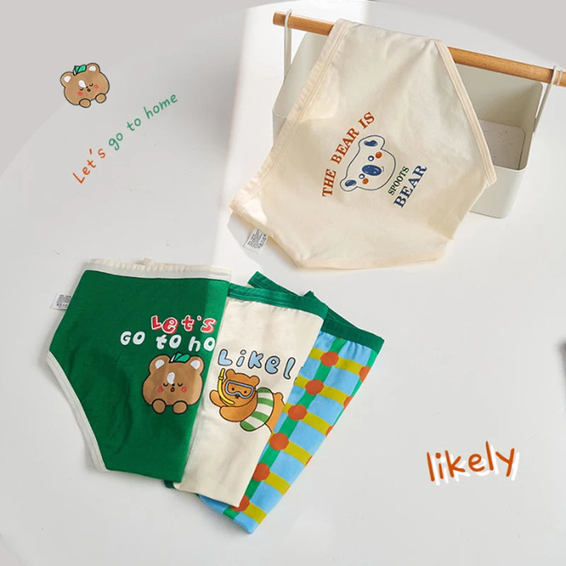 Sous-vêtements mignons pour garçons, culottes pour enfants, slips en pur coton pour garçons, shorts doux, caleçons de dessin animé, sous-vêtements pour garçons, ensemble de 4 pièces