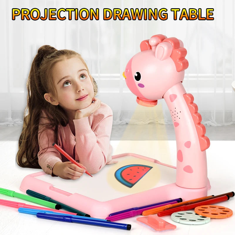 Table à dessin avec projecteur lumineux pour enfants – Planche d’écriture et de dessin multifonctionnelle éducative