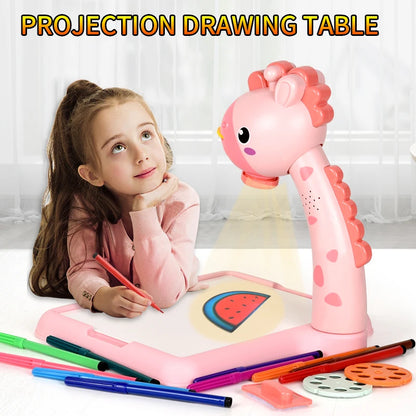 Table à dessin avec projecteur lumineux pour enfants – Planche d’écriture et de dessin multifonctionnelle éducative