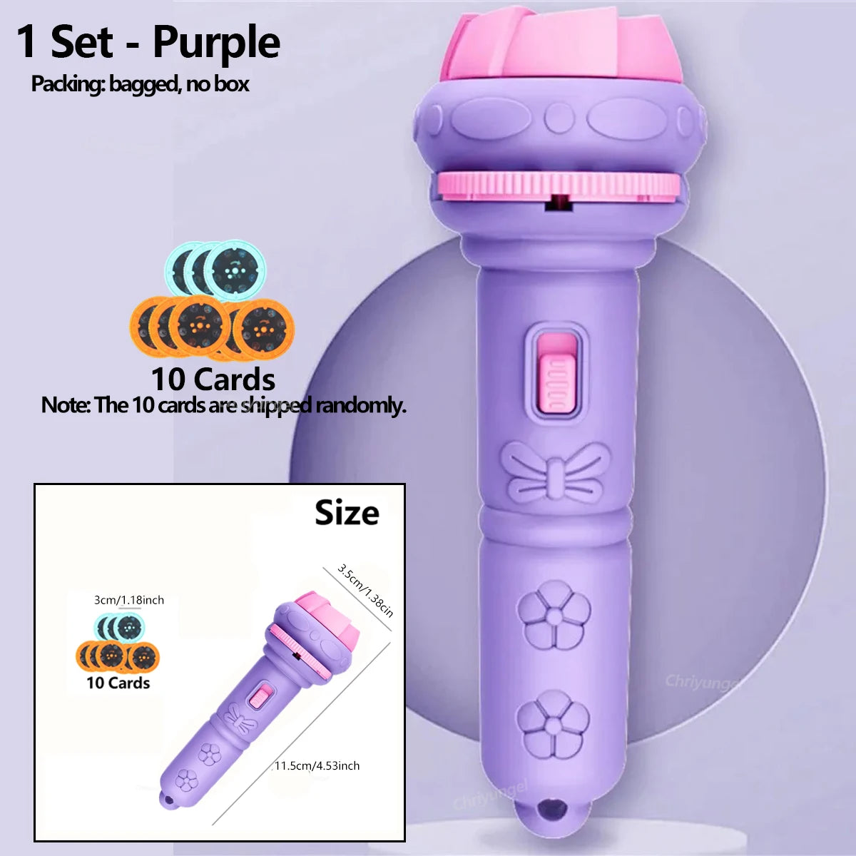 Lampe de poche projecteur pour enfants – Dessins animés (10 cartes, 80 images)