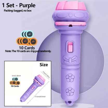 Lampe de poche projecteur pour enfants – Dessins animés (10 cartes, 80 images)