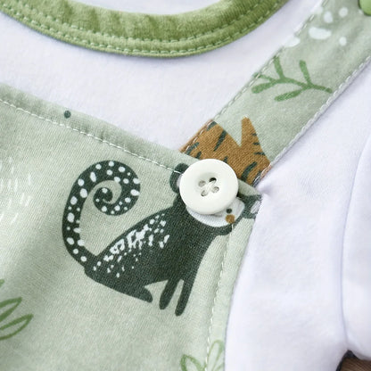 Ensemble Bébé Safari – Barboteuse Salopette + Body (0–12 mois)