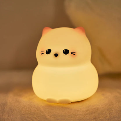 Veilleuse bébé chat en silicone tactile rechargeable – Lampe de nuit douce Guardian Kitty
